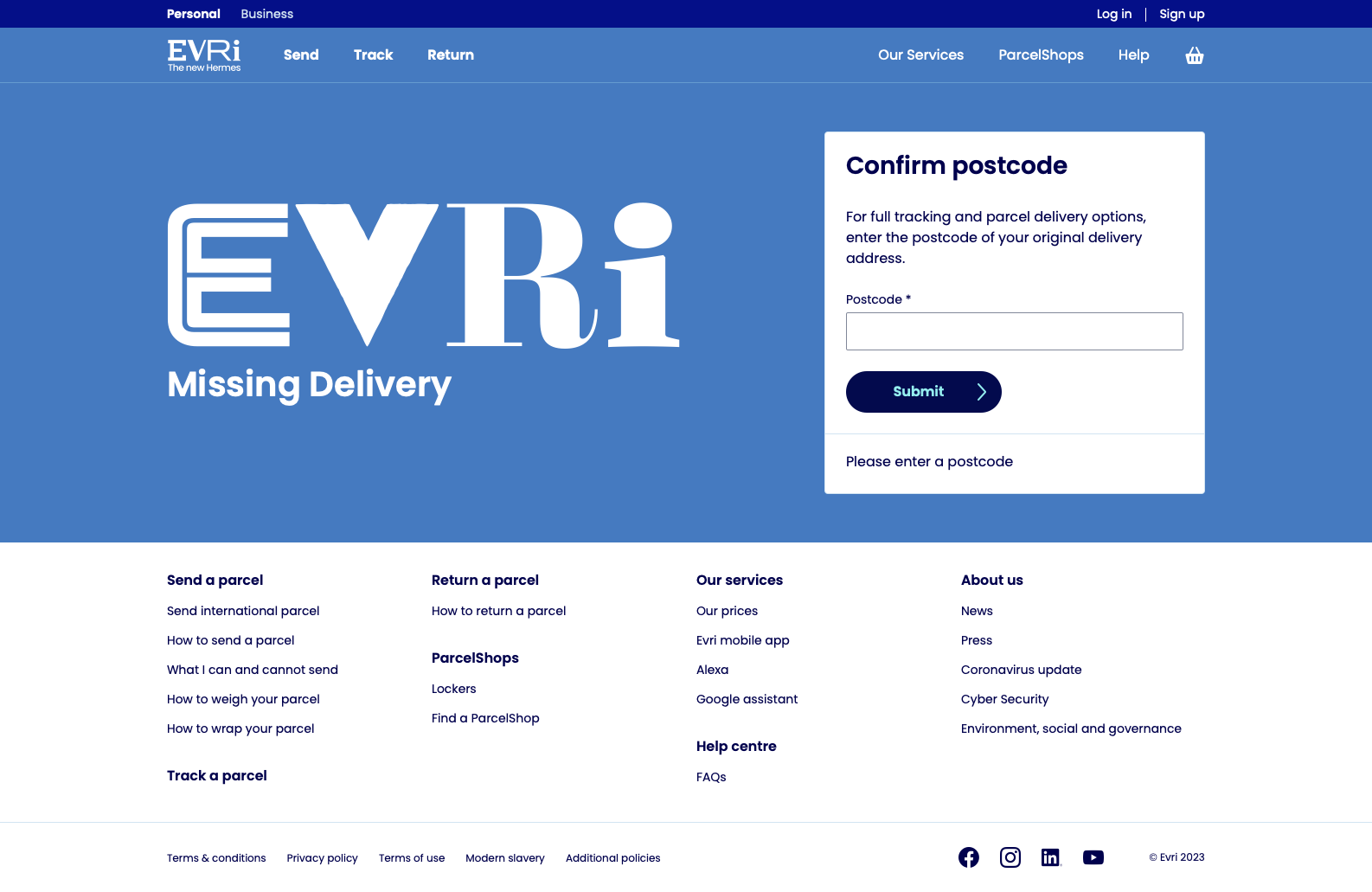 A convincing clone of Evri's site